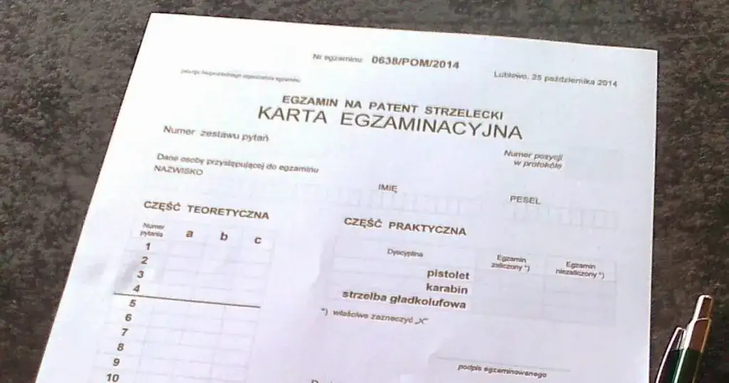 Egzamin na patent strzelecki teoria praktyka