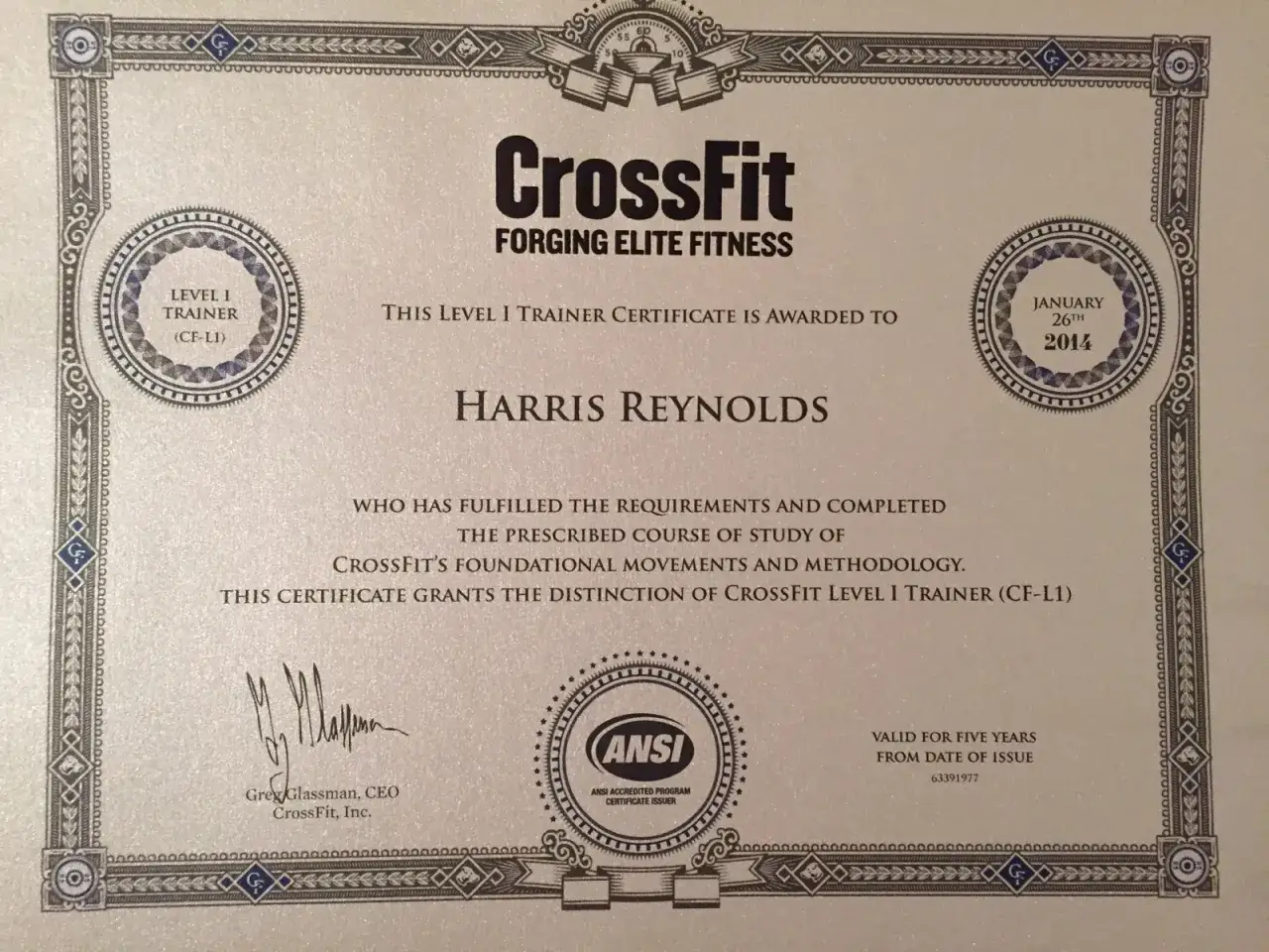 certyfikaty trenera CrossFit Level 1 2 3